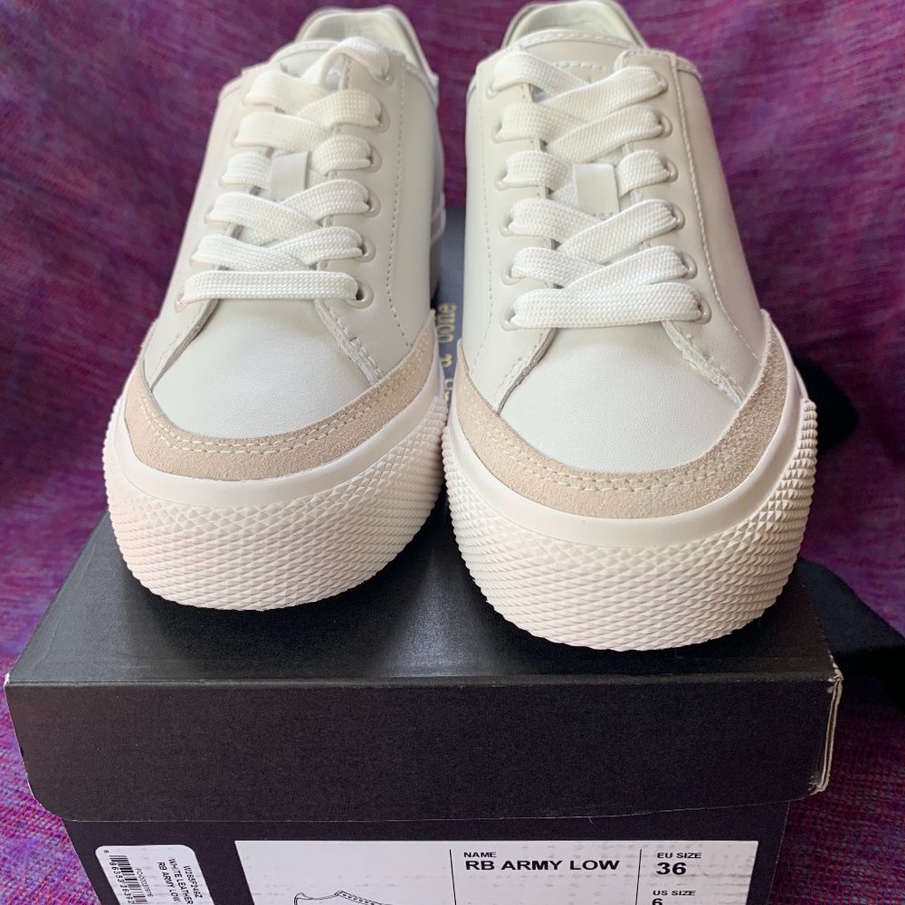 Rag & Bone Army  Low White Leather/Suede Sneakers
